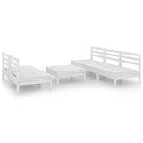 6 Piece Garden Lounge Set White Solid Pinewood - Front View