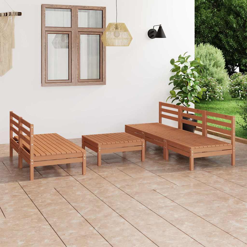6 Piece Garden Lounge Set Honey Brown Solid Pinewood