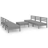 7 Piece Garden Lounge Set Grey Solid Pinewood