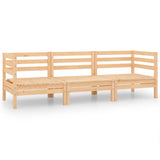 3 Piece Garden Lounge Set Solid Wood Pine - Front View