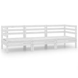 3 Piece Garden Lounge Set White Solid Wood Pine - Front View