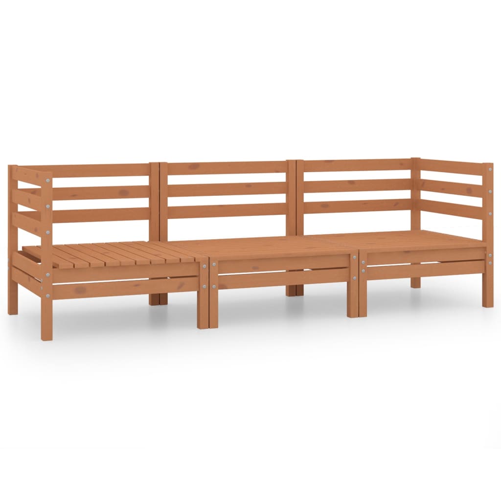 3 Piece Garden Lounge Set Honey Brown Solid Wood Pine