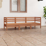 3 Piece Garden Lounge Set Honey Brown Solid Pinewood