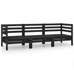 3 Piece Garden Lounge Set Black Solid Pinewood