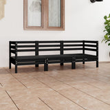 3 Piece Garden Lounge Set Black Solid Wood Pine