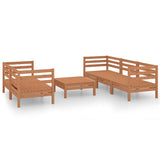 6 Piece Garden Lounge Set Honey Brown Solid Pinewood