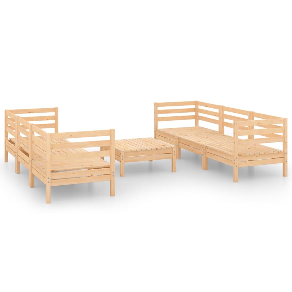 7 Piece Garden Lounge Set Solid Pinewood