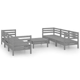 7 Piece Garden Lounge Set Grey Solid Pinewood - Front View