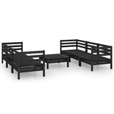 7 Piece Garden Lounge Set Black Solid Pinewood