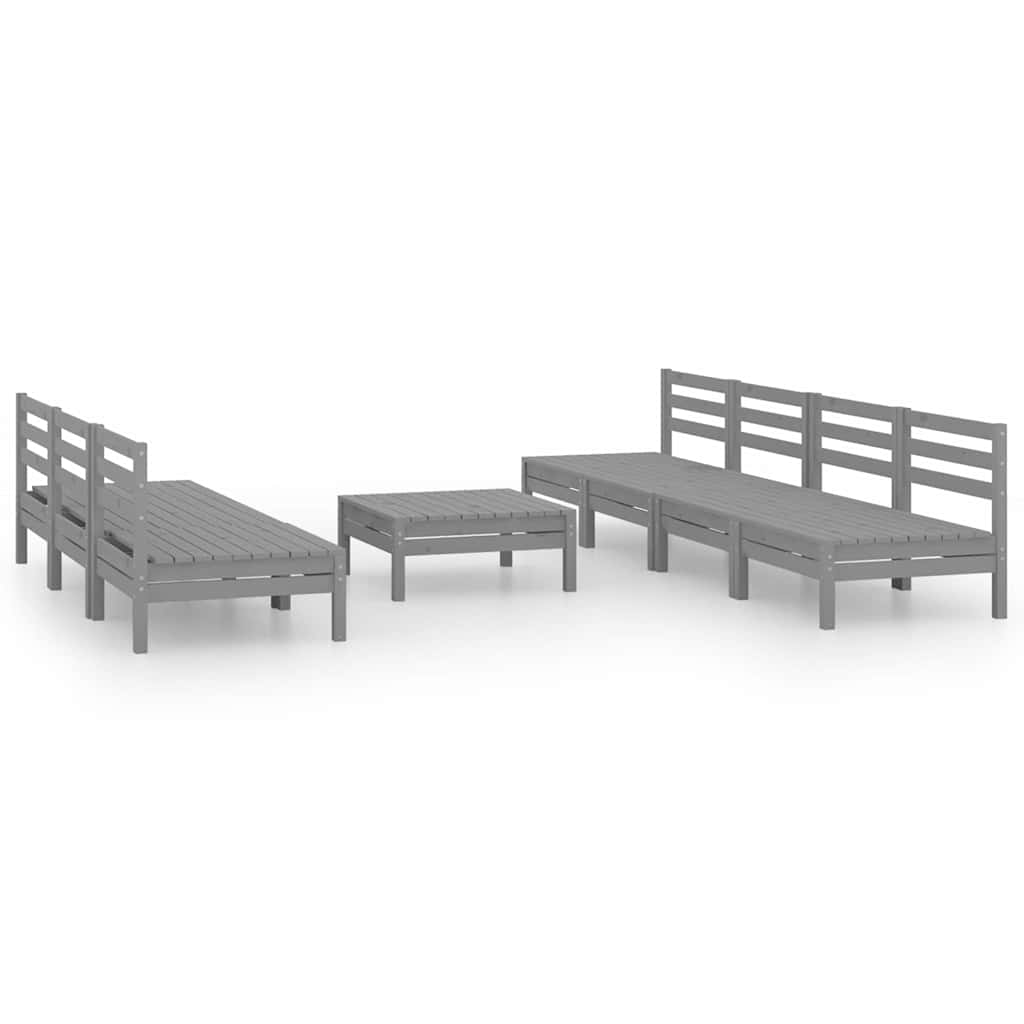 8 Piece Garden Lounge Set Grey Solid Pinewood