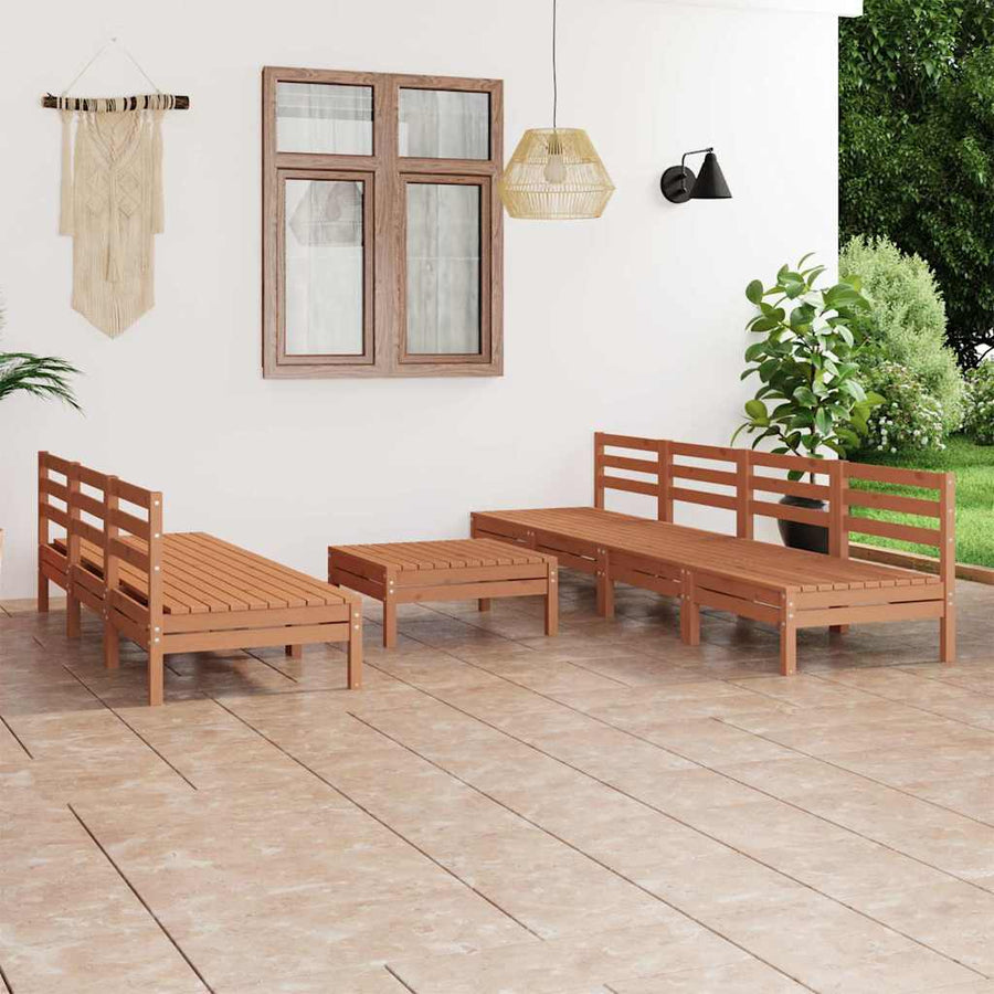8 Piece Garden Lounge Set Honey Brown Solid Pinewood