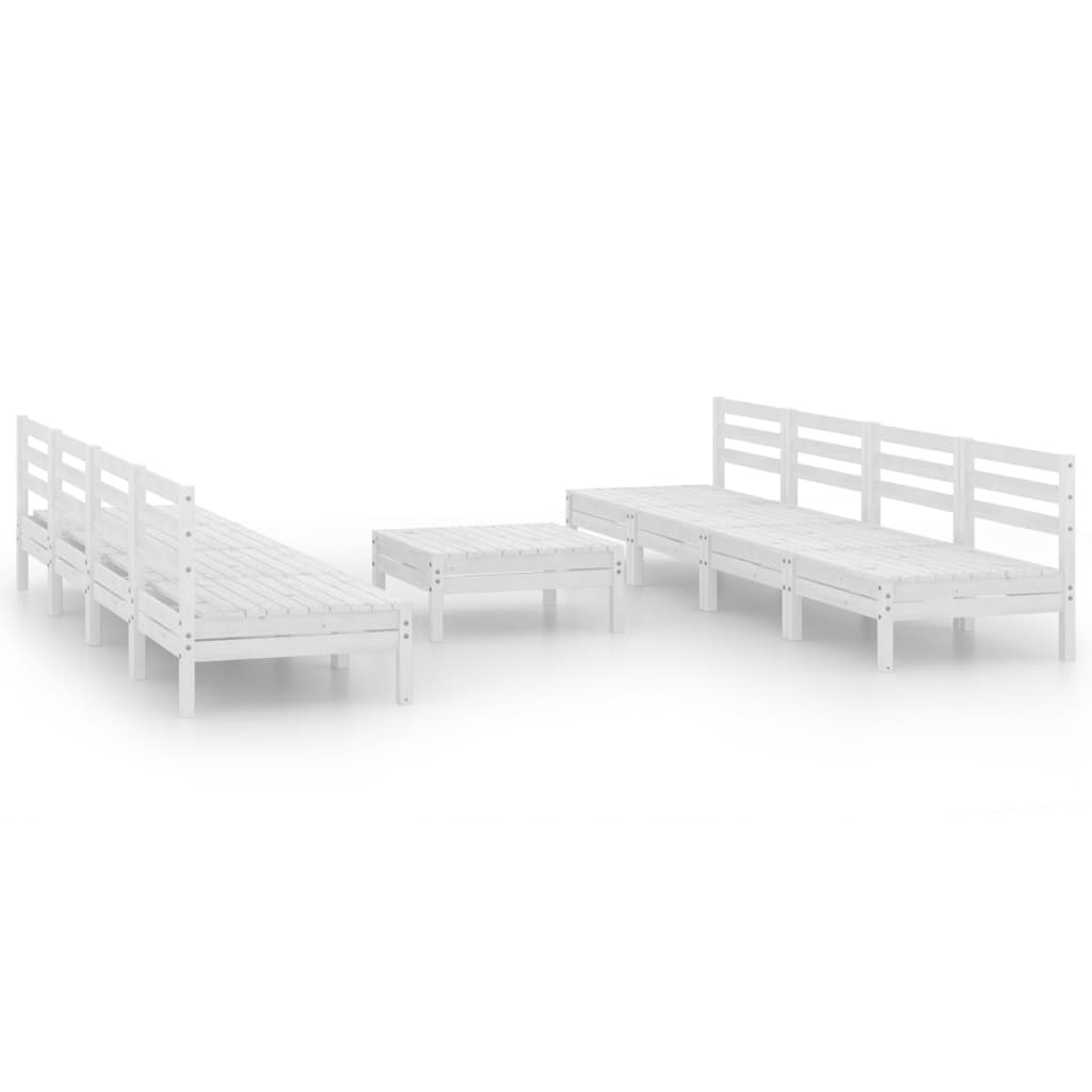 9 Piece Garden Lounge Set White Solid Pinewood