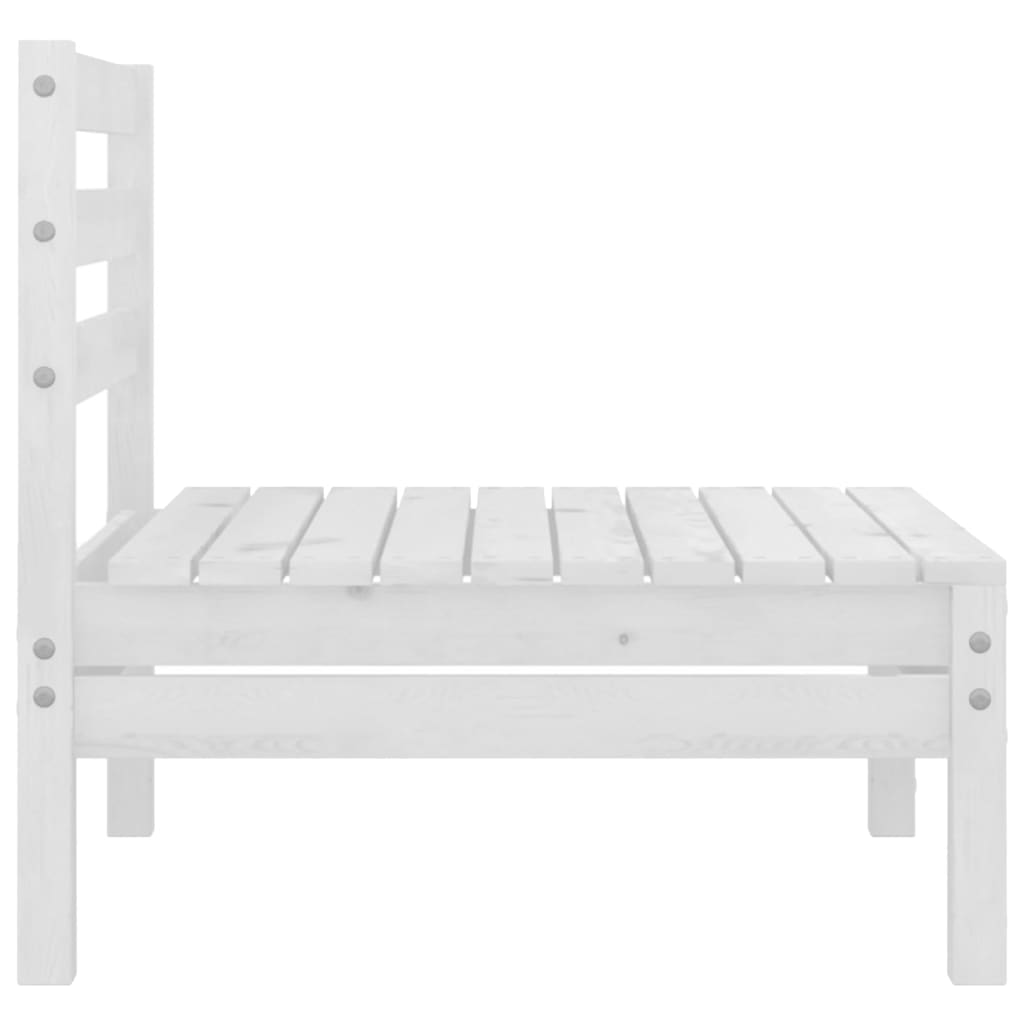9 Piece Garden Lounge Set White Solid Pinewood
