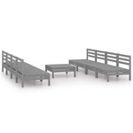 9 Piece Garden Lounge Set Grey Solid Pinewood