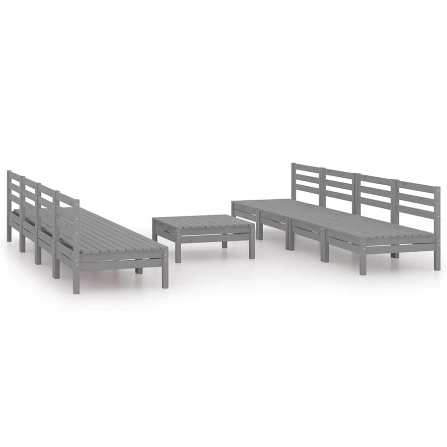 9 Piece Garden Lounge Set Grey Solid Pinewood