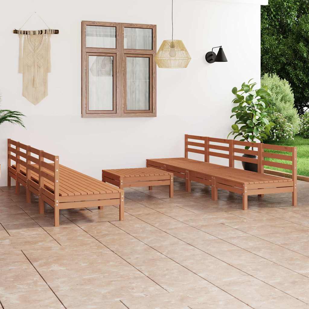 9 Piece Garden Lounge Set Honey Brown Solid Pinewood