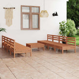 9 Piece Garden Lounge Set Honey Brown Solid Pinewood