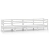 4 Piece Garden Lounge Set White Solid Pinewood
