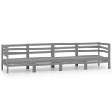 4 Piece Garden Lounge Set Grey Solid Pinewood - Front View