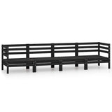4 Piece Garden Lounge Set Black Solid Pinewood