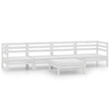 5 Piece Garden Lounge Set White Solid Pinewood - Front View