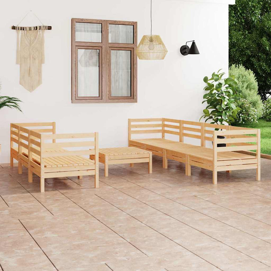 8 Piece Garden Lounge Set Solid Pinewood