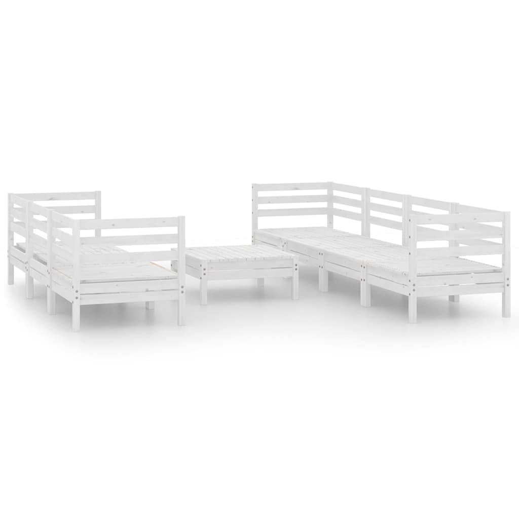8 Piece Garden Lounge Set White Solid Pinewood