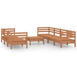 8 Piece Garden Lounge Set Honey Brown Solid Pinewood