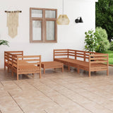 8 Piece Garden Lounge Set Honey Brown Solid Pinewood