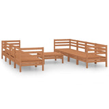 9 Piece Garden Lounge Set Honey Brown Solid Pinewood