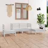 4 Piece Garden Lounge Set White Solid Pinewood