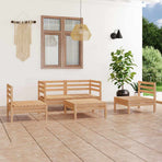 5 Piece Garden Lounge Set Solid Pinewood