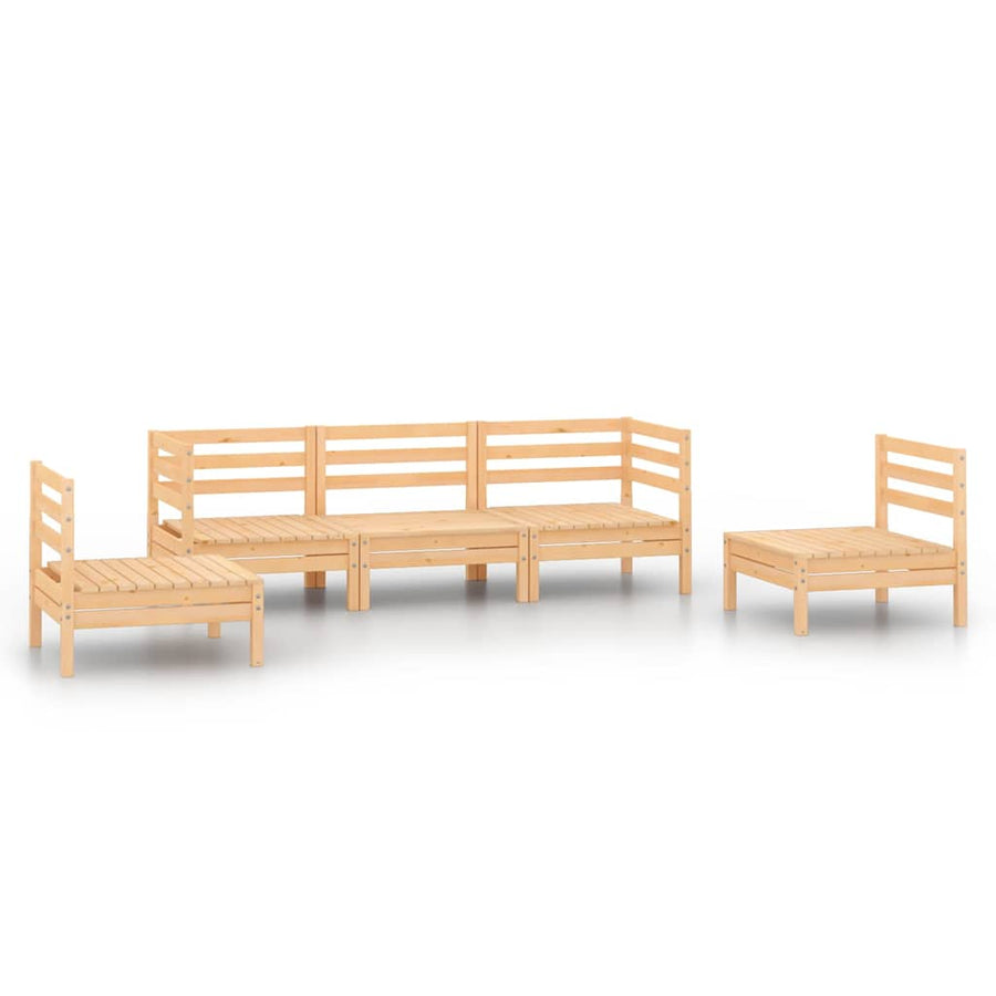 5 Piece Garden Lounge Set Solid Pinewood