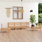 5 Piece Garden Lounge Set Solid Pinewood
