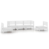 5 Piece Garden Lounge Set White Solid Pinewood - Front View