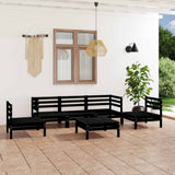 6 Piece Garden Lounge Set Black Solid Pinewood