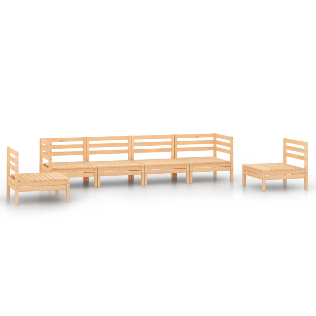6 Piece Garden Lounge Set Solid Pinewood