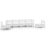 6 Piece Garden Lounge Set White Solid Pinewood - Front View