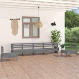6 Piece Garden Lounge Set Grey Solid Pinewood