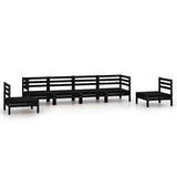 6 Piece Garden Lounge Set Black Solid Pinewood