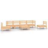 7 Piece Garden Lounge Set Solid Pinewood - Front View