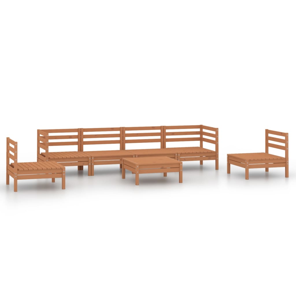 7 Piece Garden Lounge Set Honey Brown Solid Pinewood