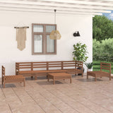 7 Piece Garden Lounge Set Honey Brown Solid Pinewood