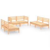 6 Piece Garden Lounge Set Solid Pinewood - Front View