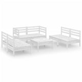 7 Piece Garden Lounge Set White Solid Pinewood - Front View