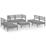 7 Piece Garden Lounge Set Grey Solid Pinewood - Front View