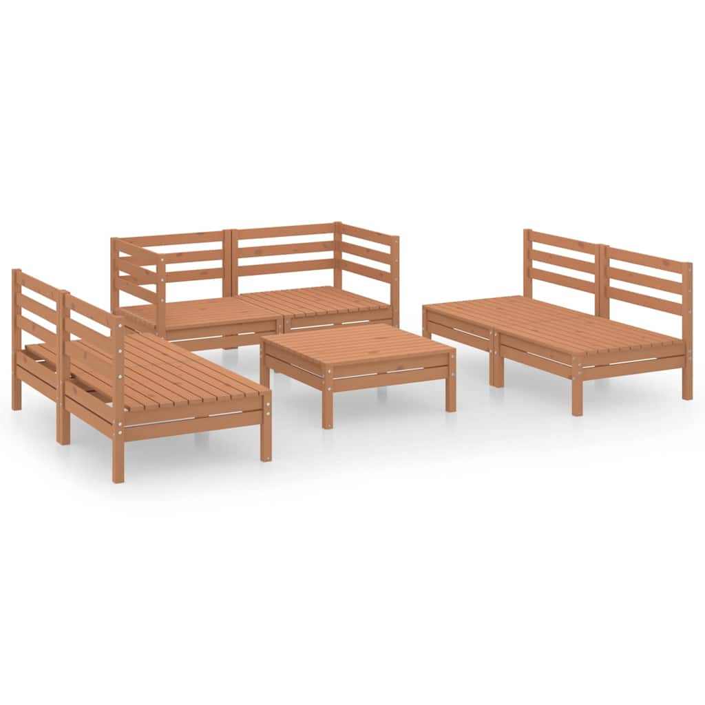 7 Piece Garden Lounge Set Honey Brown Solid Pinewood