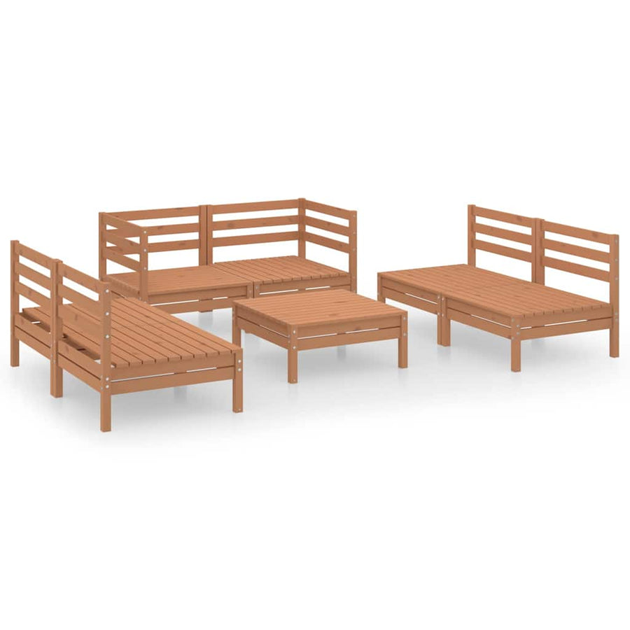 7 Piece Garden Lounge Set Honey Brown Solid Pinewood