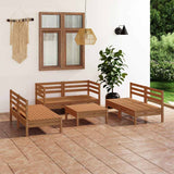 7 Piece Garden Lounge Set Honey Brown Solid Pinewood