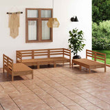7 Piece Garden Lounge Set Honey Brown Solid Pinewood
